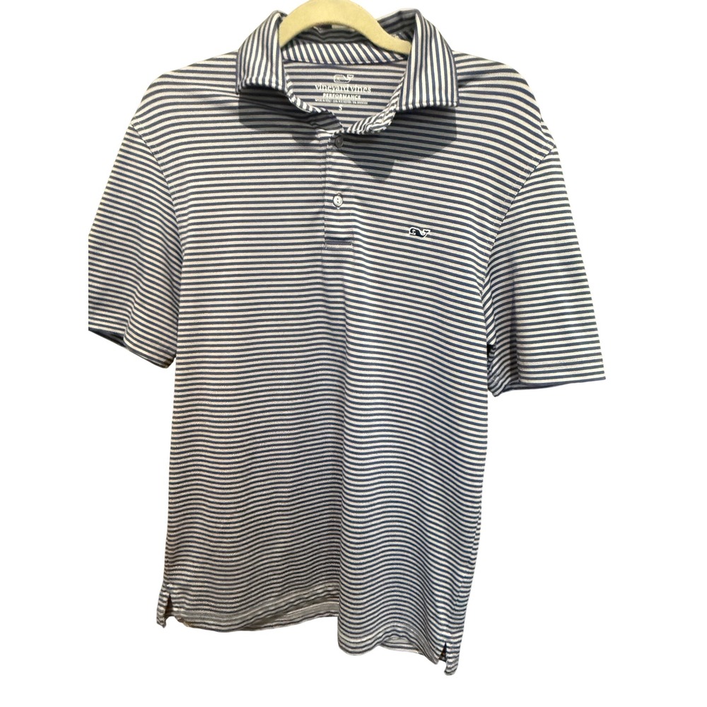 Vineyard Vines Polo Performance Striped S Blue Excellent Golf Short Sleeve